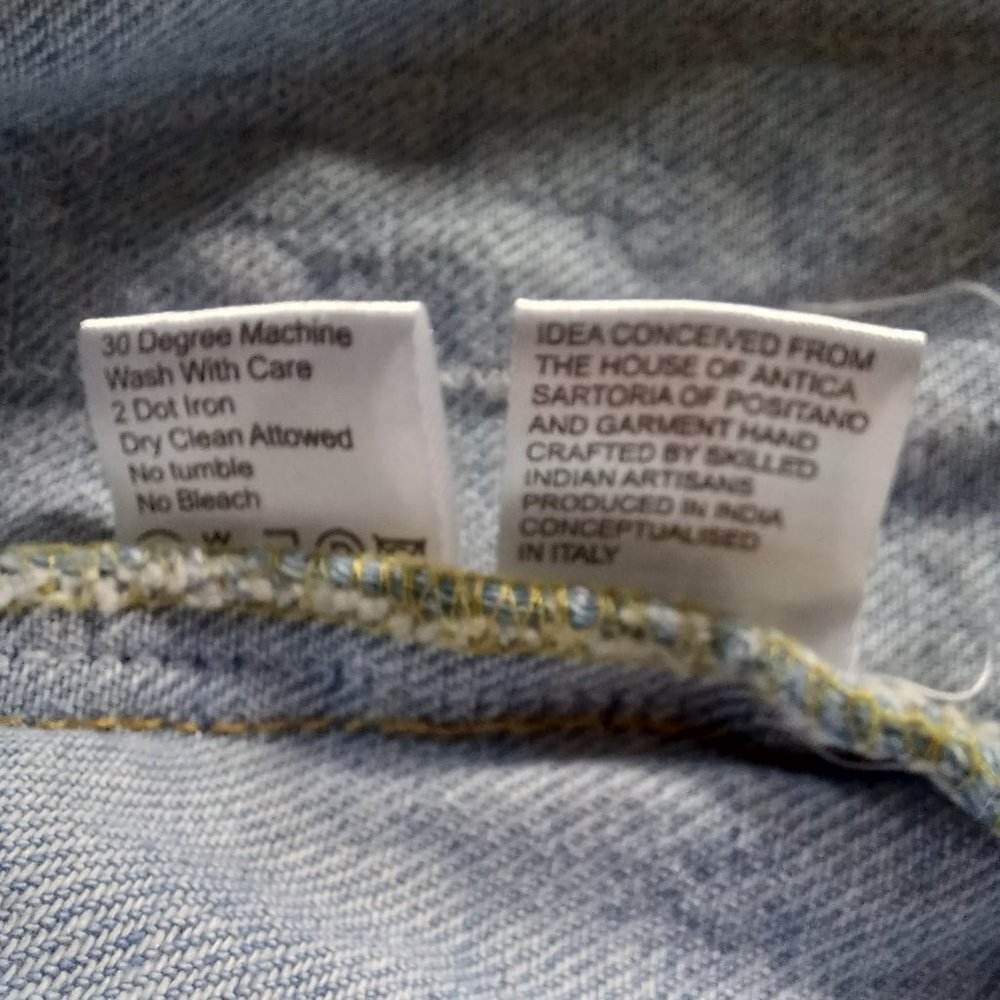 SOLD! - Antica Sartoria by Giacomo Cinque of Positano Italy, Jean Jacket, Size 6 - Picture 11 of 12